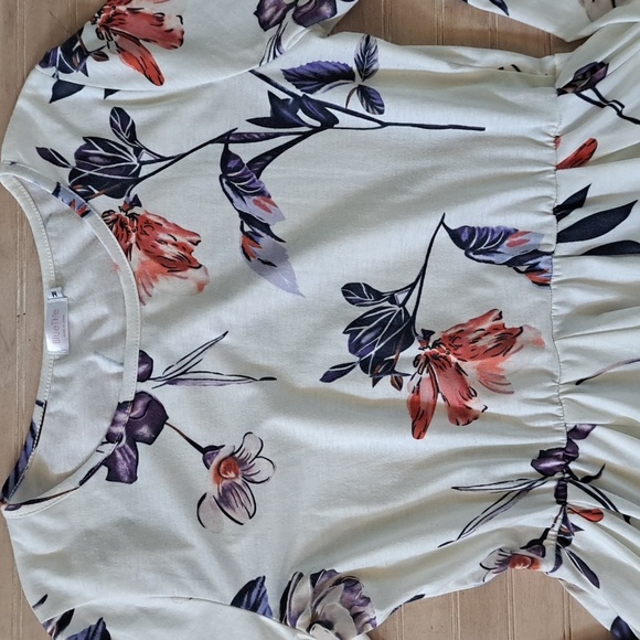 BlueTime White Floral Print Long Sleeve Fit & Flare Dress with Pockets - Picture 2 of 10